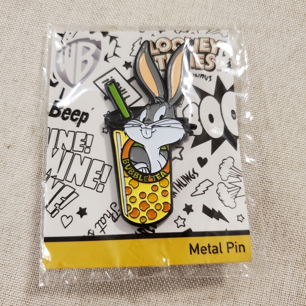 NEW Looney Tunes Bugs Bunny Enamel Bubble Tea Pin